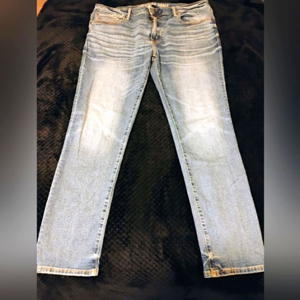 Men's American Eagle Airflex Plus Skinny Blue Washed Jeans Size 42x34